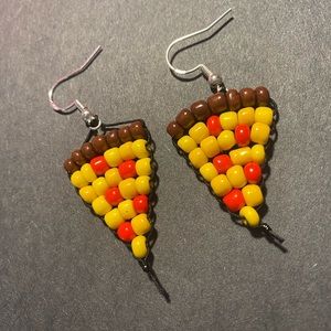 handmade pepperoni pizza slice bead earrings